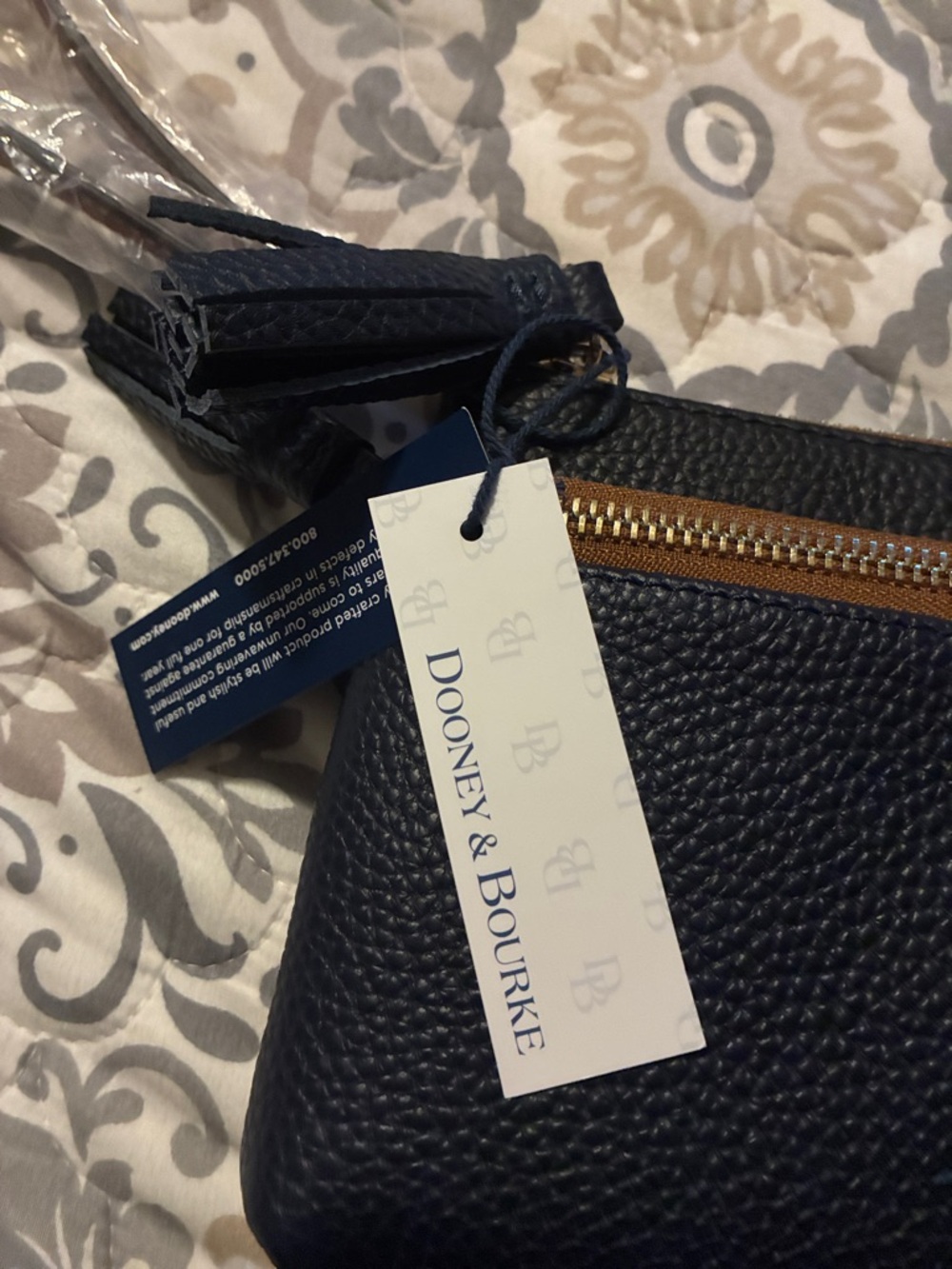 Dooney & Bourke Navy Leather Wristlet with Cream Star H Patch - Picture 5 of 5